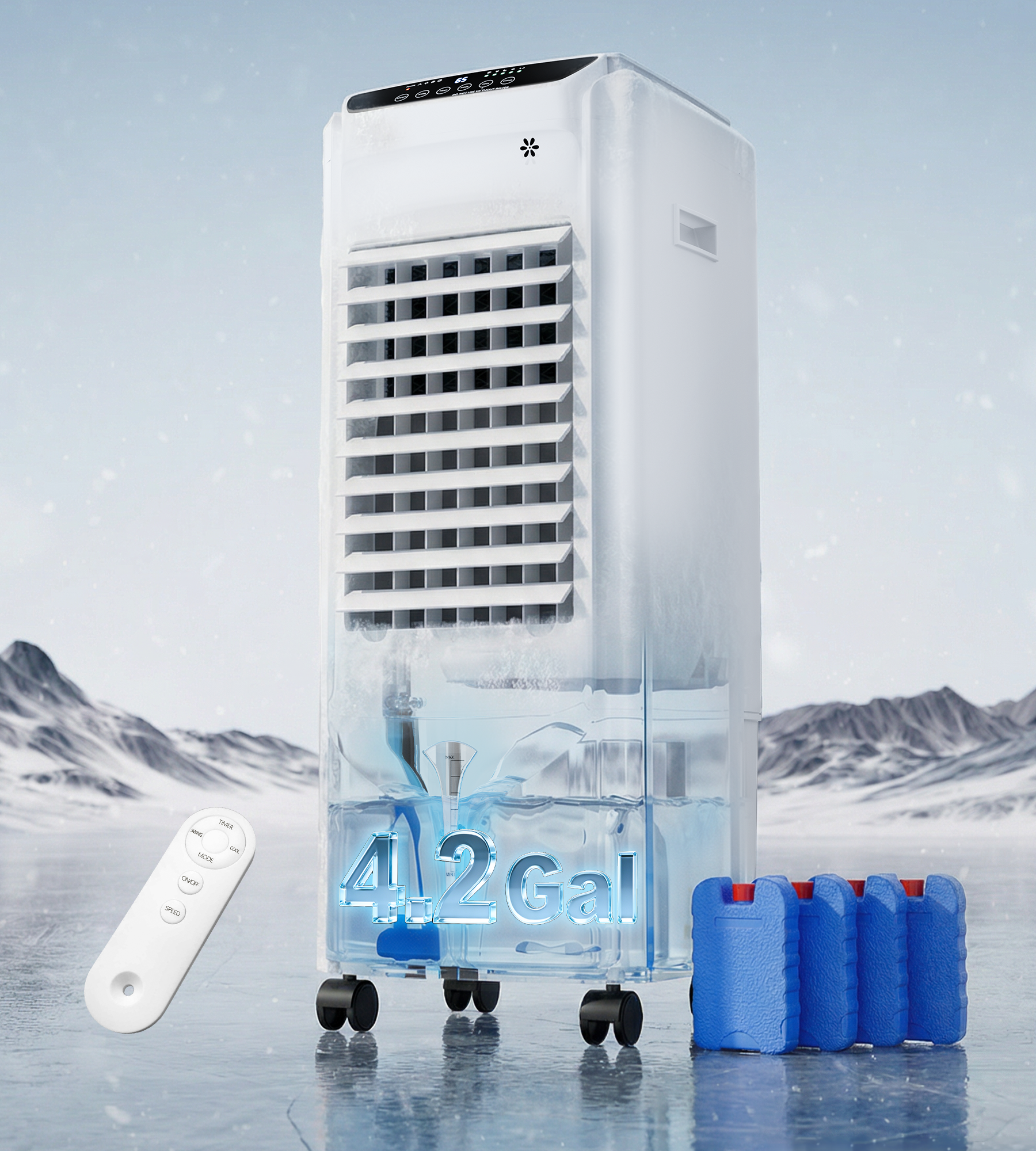 32" Swamp Cooler Air Conditioner,1800CFM Evaporative Coolers with 4.2 Gal Tank,120°Swing Portable Room with 12H Timer, 25 dB,Cooling Fans that Blow Cold Air for Bedroom Indoor, Bright White