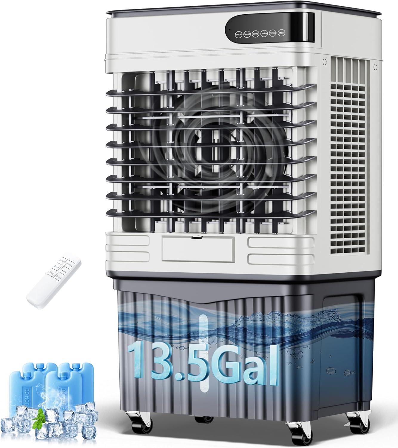 Swamp Cooler,3600CFM portable air conditioners with 13.5 Gal Water Tank,3 Speeds,120° Oscillation,12H Timer,Remote & Touch Control,Evaporative Cooler,Cooling Fan for Yard Garage Patio(42IN)