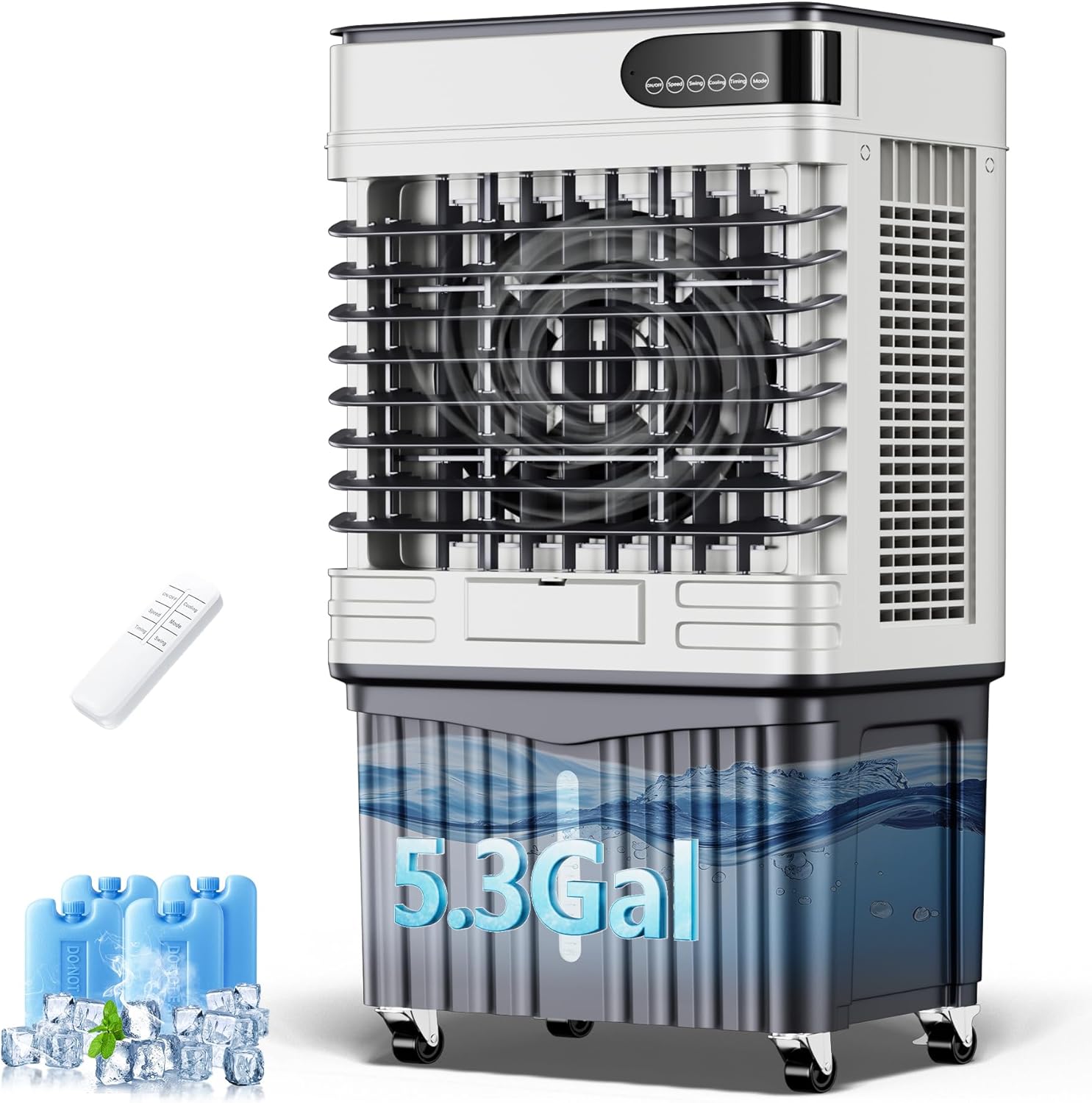 Swamp CoolerS,1800CFM portable air Cooler with 5.3 Gal Water Tank,3 Speeds,120° Oscillation,12H Timer,Remote & Touch Control,Evaporative Cooler,Cooling Fan for Yard Garage Patio(30IN)