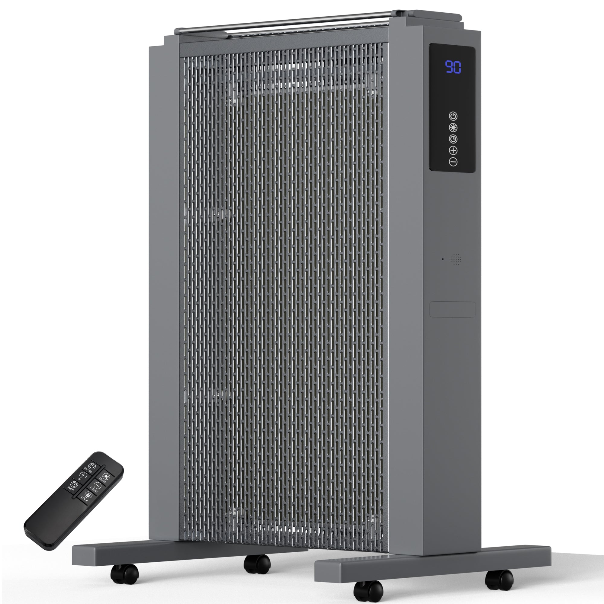 Landeagle 35" Space Heaters for Large Room, 1500 W Radiator Electric Heater with Tip-over & Overheat Protection, Heaters with Remote Control, 12H Timer for Indoor Office Use(Gray)