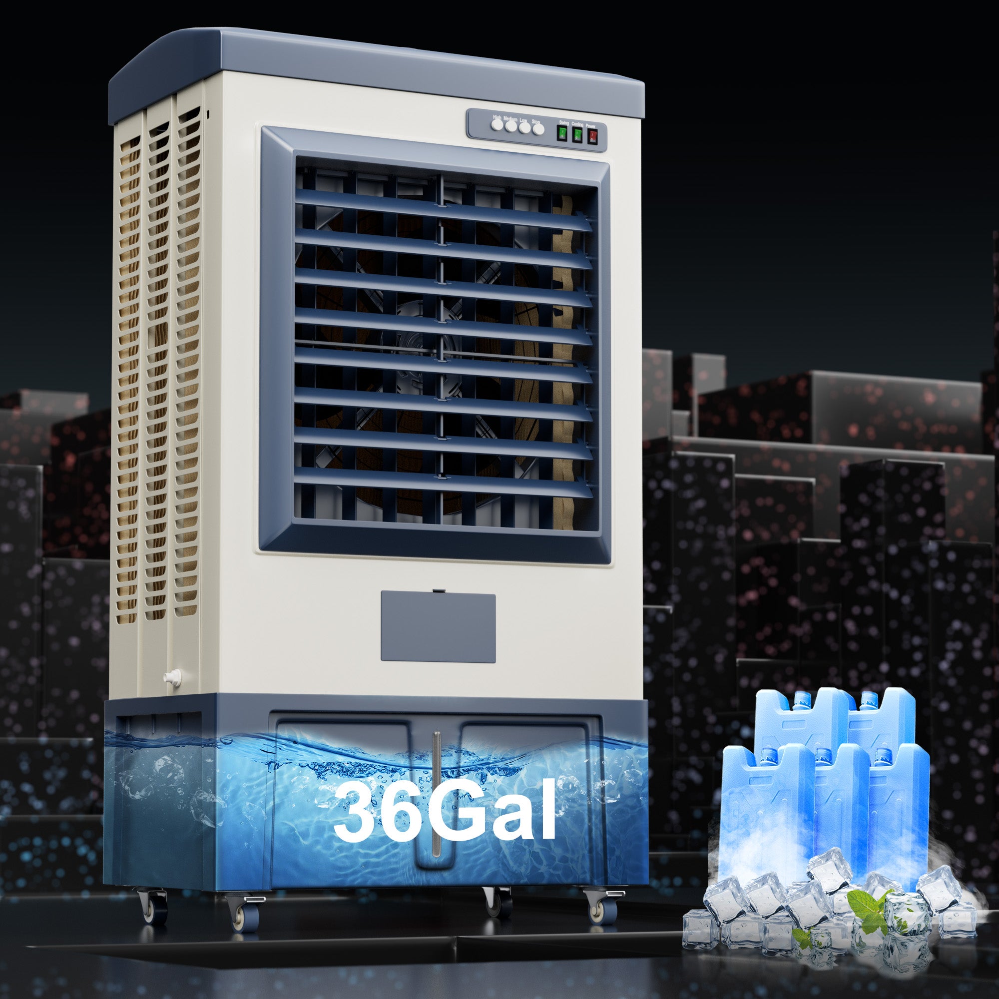 Landeagle 56″ Swamp Cooler freezer, 8979CFM Portable Evaporative Coolers with 36 Gal Tank,120°Oscillation