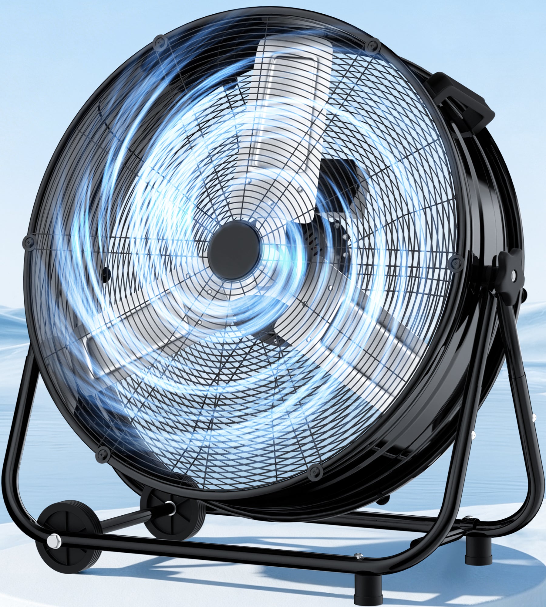Landeagle 40 Inch High Velocity Industrial Floor Fan with Metal Construction, 24800CFM Heavy Duty Drum Fan for Garage Shop Warehouse, Large Commercial Barrel with 3-Speed, 360°Tilt Castors