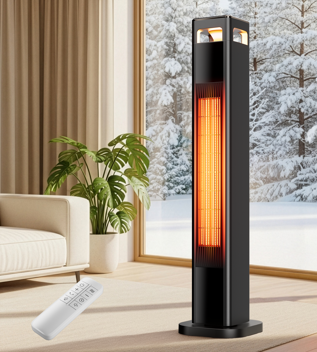 andeagle Space Heaters for Large Room, 1500 W Electric Heater with Thermostat, 24H Timer, Indoor Heater with 90°Oscillation, Heaters with Tip-over & Overheat Protection for Indoor Use(37IN)