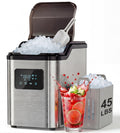 Landeagle Nugget Ice Makers Countertop,Portable Pebble Ice Machine with Crushed Ice,45lbs/Day Soft Pellet Ice Maker Stainless with 24H Timer, Self-Cleaning Chewable Sonic Ice for Home,Kitchen