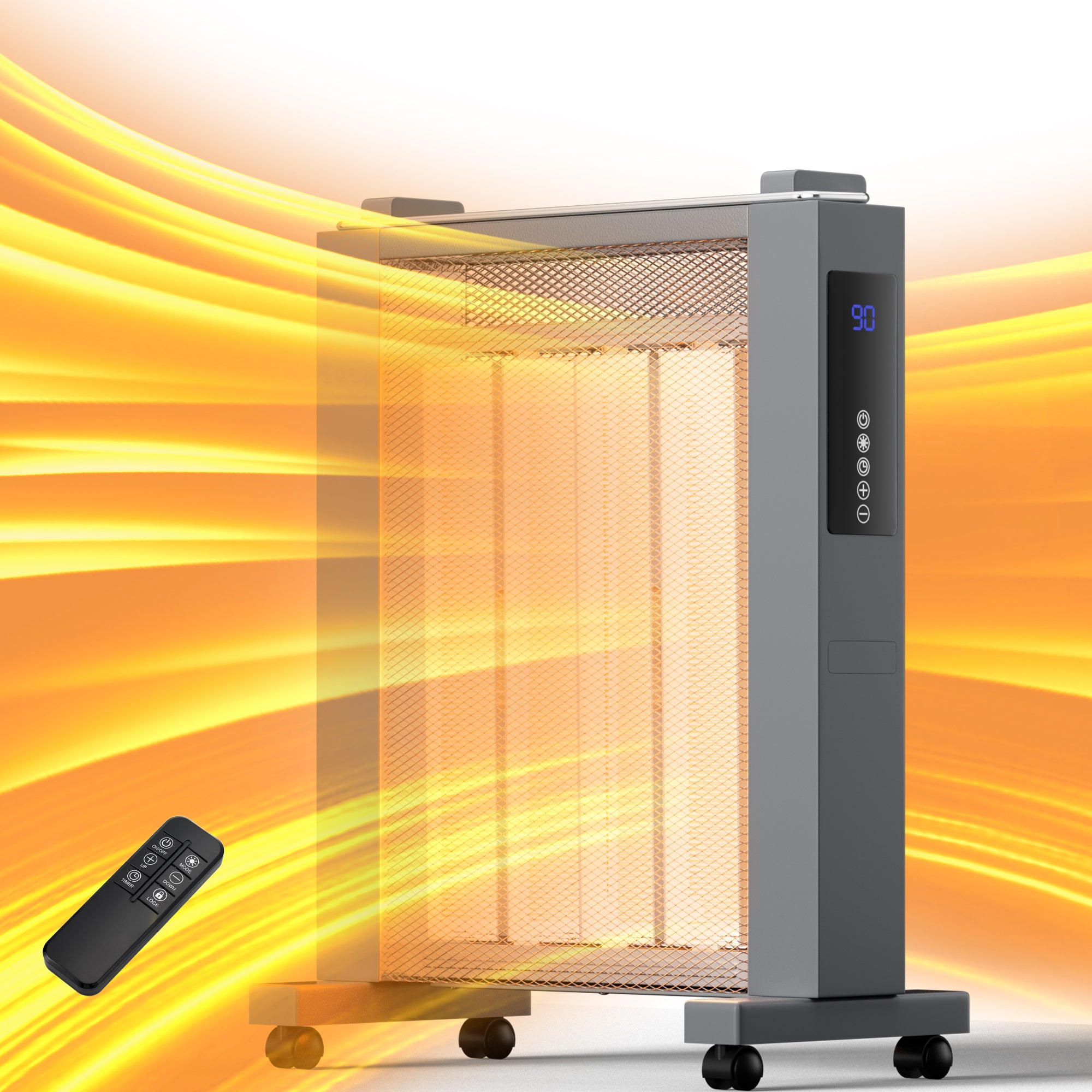 Landeagle Space Heaters for Large Room, Whole-Room Heating, 1500 W Radiator Electric Heater with Tip-over & Overheat Protection, Heaters with Remote Control, 12H Timer for Indoor Use(25IN)