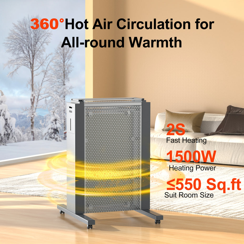 Landeagle Space Heaters for Large Room, Whole-Room Heating, 1500 W Radiator Electric Heater with Tip-over Protection, Heaters with Remote Control, 12H Timer for Indoor Use(35IN)