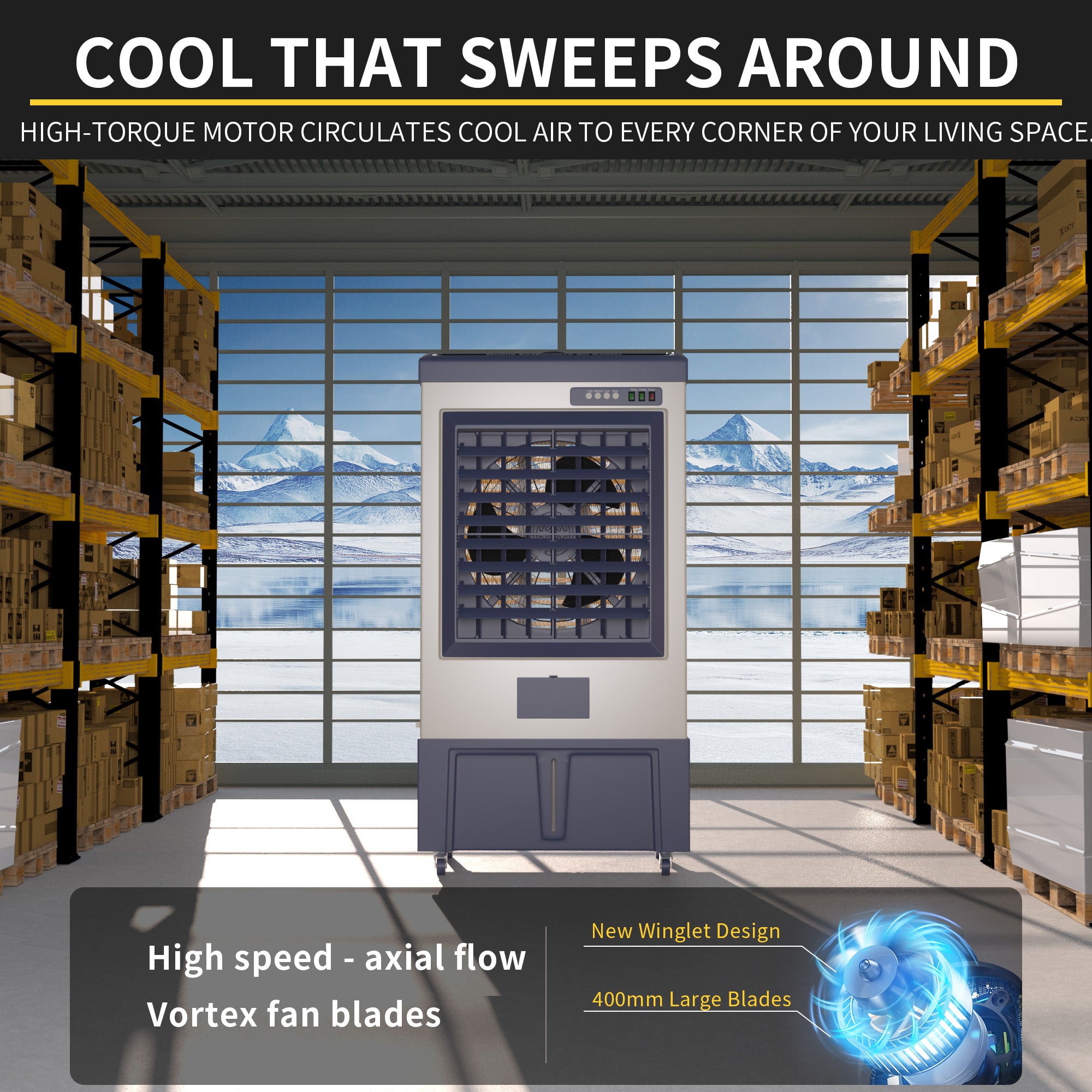 Landeagle 56″ Swamp Cooler freezer, 8979CFM Portable Evaporative Coolers with 36 Gal Tank,120°Oscillation