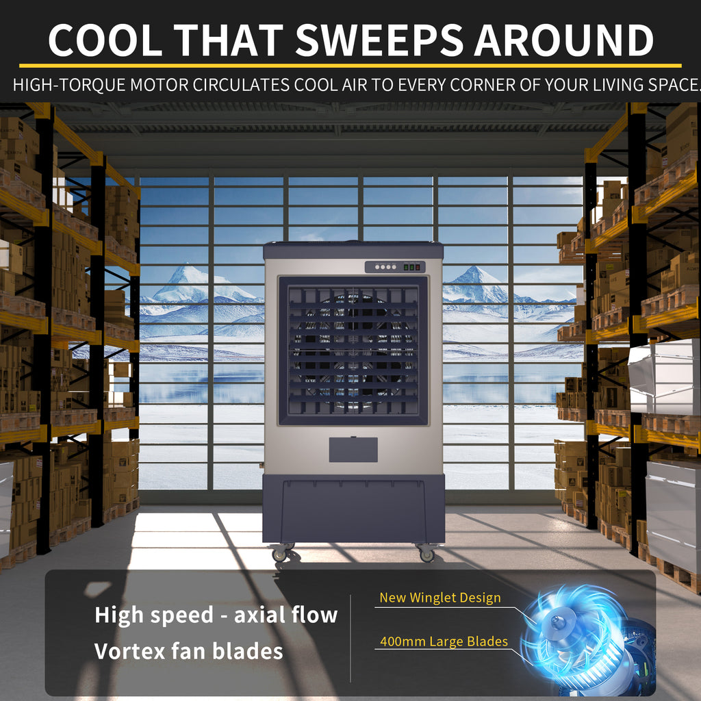 Landeagle 49″ Swamp Cooler freezer, 6500CFM Portable Evaporative Coolers with 19 Gal Tank,120°Oscillation