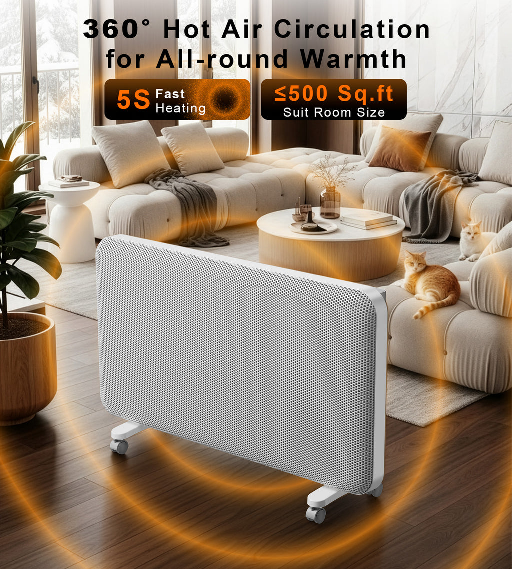 Landeagle Convection Infrared Space Heaters for Large Room, Electric Heater with Thermostat, 24H Timer,360° Whole-Room Heating, Heaters with Tip-over & Overheat Protection for Indoor Use(17IN)