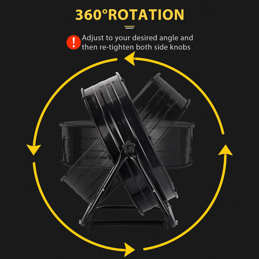 Landeagle 30Inch Industrial Drum Fan,14000CFM Heavy Duty Floor Fan, Powerful 3-Speed Air Circulator with 360° Tilt Castors,550W High Velocity Shop Fan for Warehouse