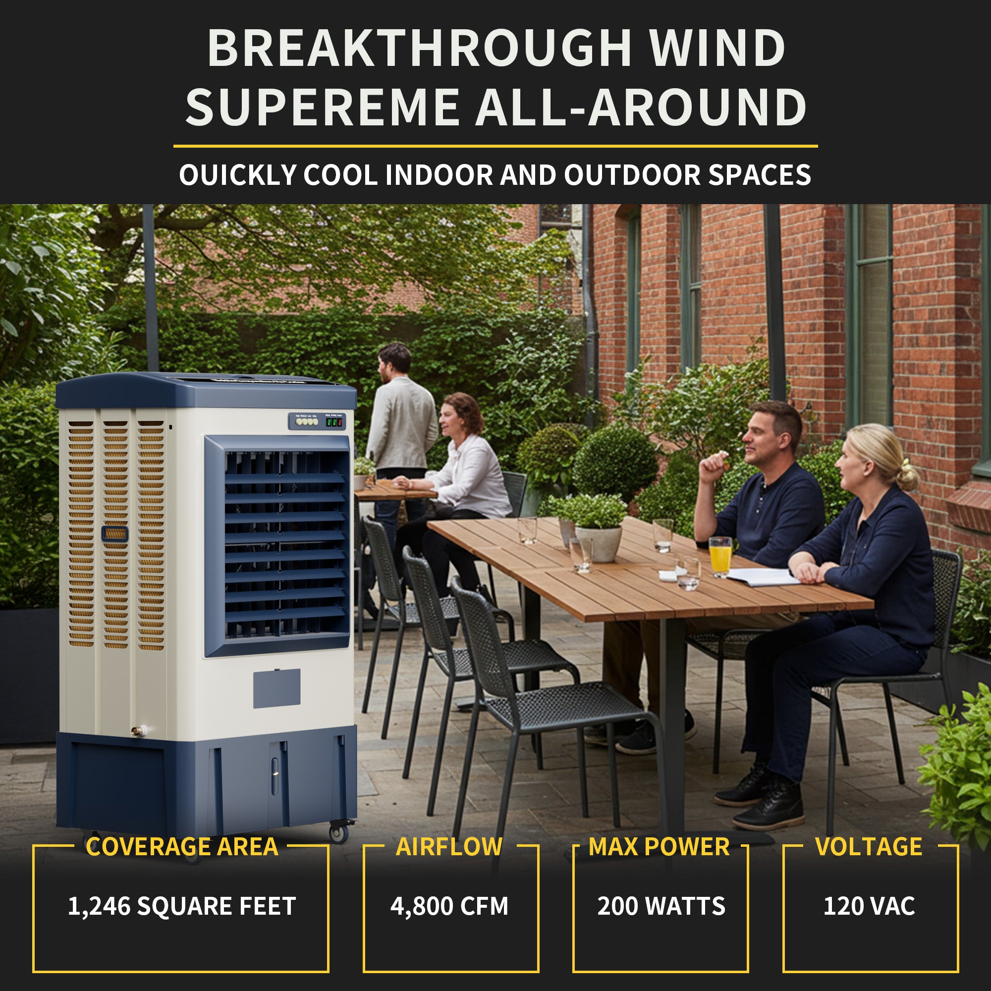 Landeagle 40″ Swamp Cooler freezer, 4800CFM Portable Evaporative Coolers with 10.6 Gal Tank,120°Oscillation