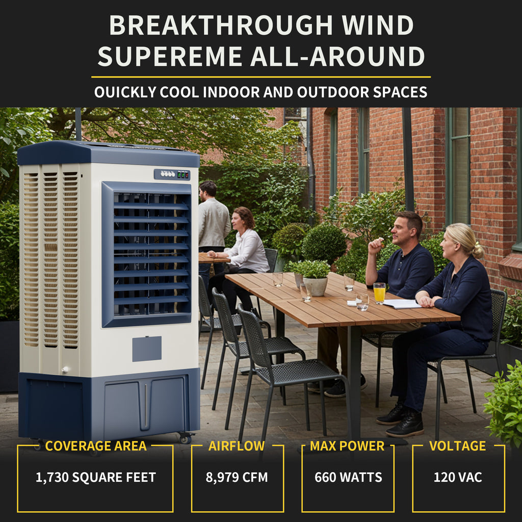 Landeagle 56″ Swamp Cooler freezer, 8979CFM Portable Evaporative Coolers with 36 Gal Tank,120°Oscillation