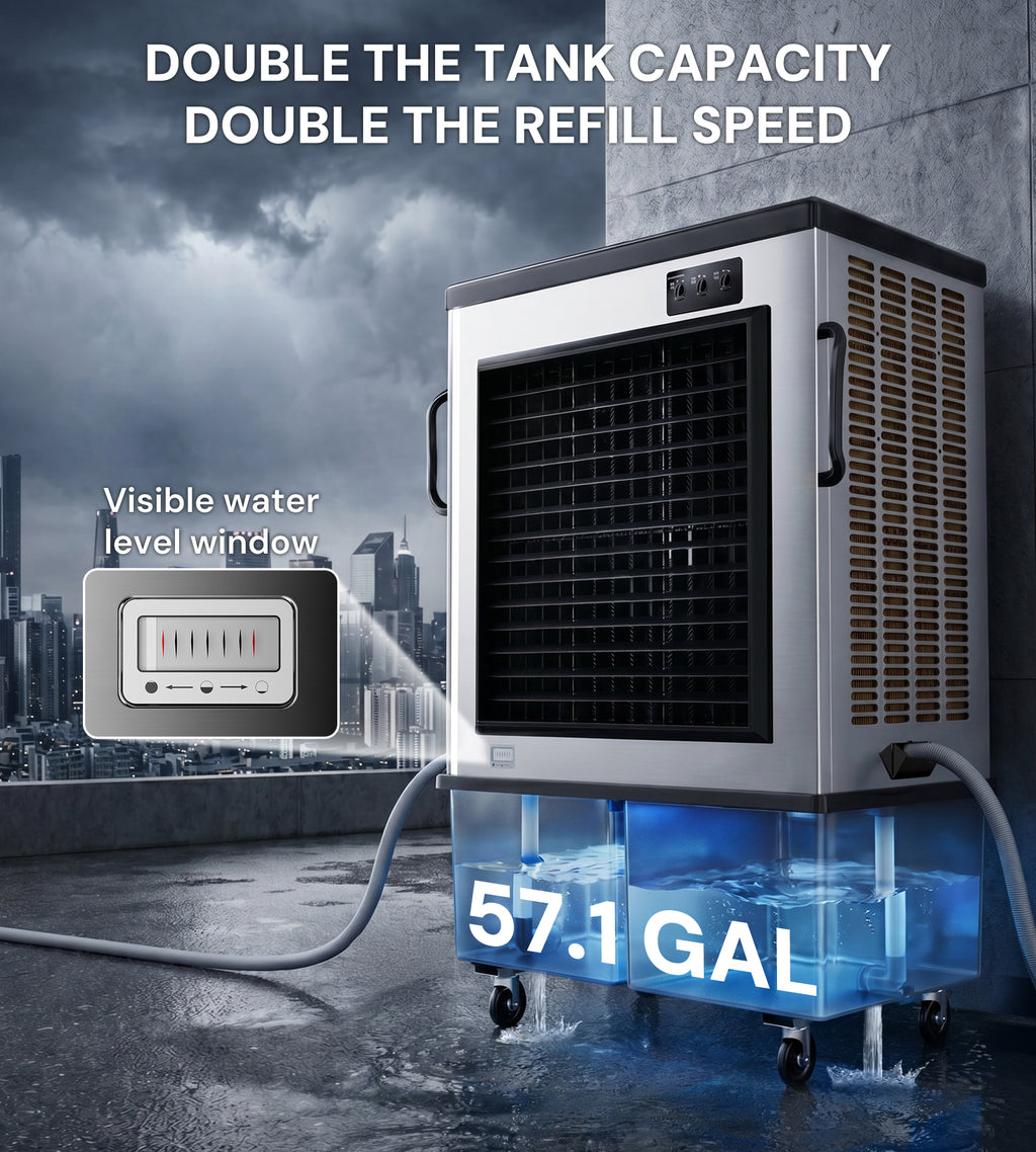 Landeagle 70″ Swamp Cooler Air Conditioner,20600 CFM Portable Evaporative Coolers with 57.1 Gal Tank,120°Oscillation, Outdoor Cooling Fan with Continuous Auto Fill for Patio Garage Industry Commercial