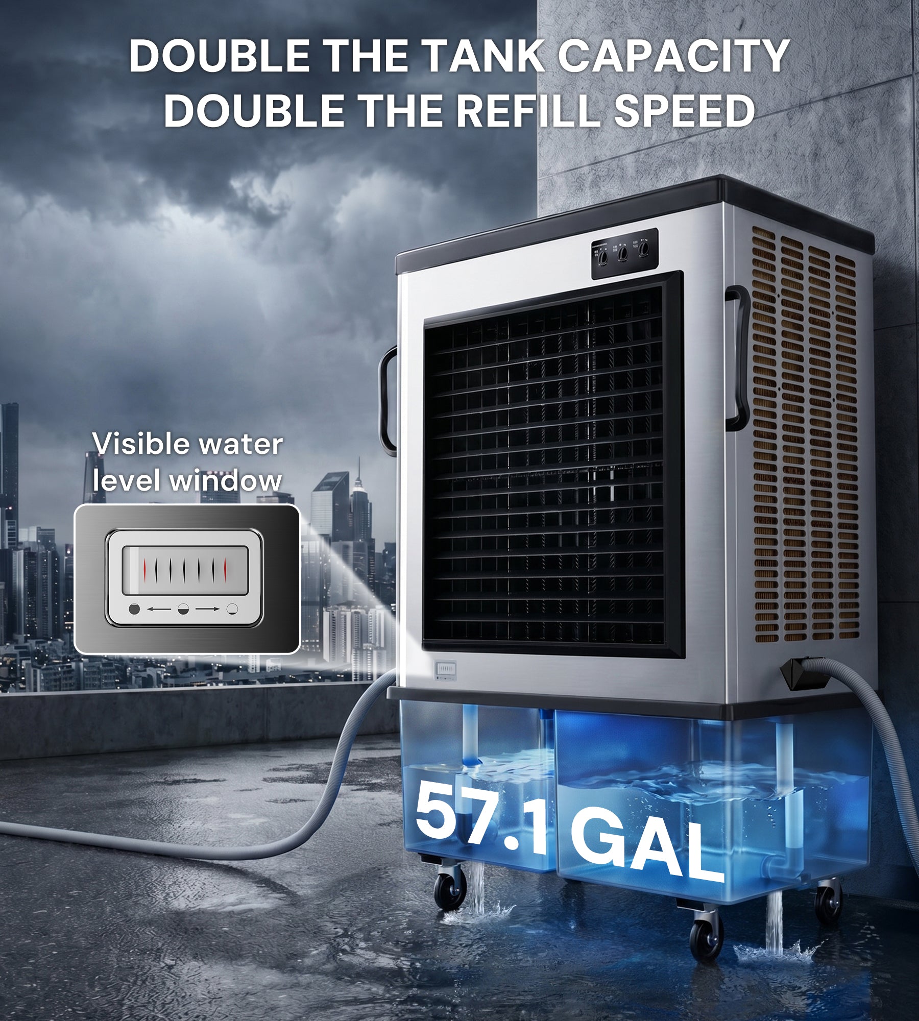 Landeagle 70″ Swamp Cooler Air Conditioner,20600 CFM Portable Evaporative Coolers with 57.1 Gal Tank,120°Oscillation, Outdoor Cooling Fan with Continuous Auto Fill for Patio Garage Industry Commercial
