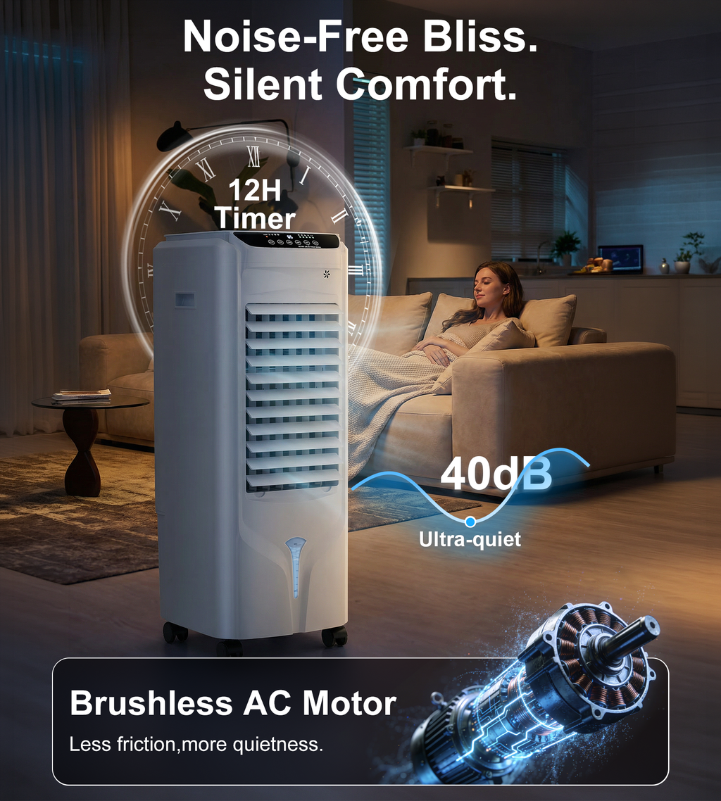 32" Swamp Cooler Air Conditioner,1800CFM Evaporative Coolers with 4.2 Gal Tank,120°Swing Portable Room with 12H Timer, 25 dB,Cooling Fans that Blow Cold Air for Bedroom Indoor, Bright White