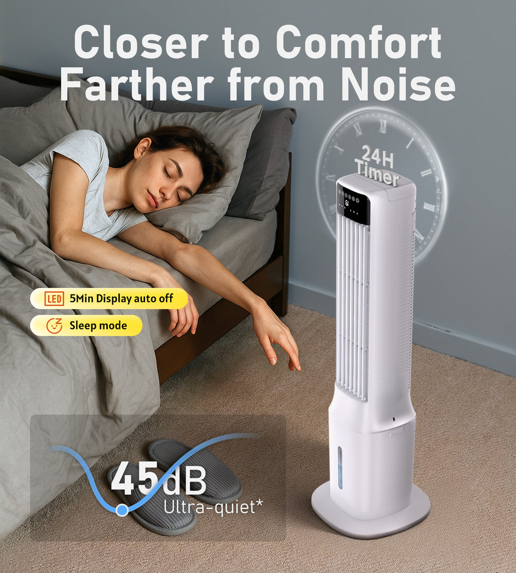 Landeagle Swamp Cooler Air Conditioner, Evaporative Air Coolers with 120°Oscillating,Windowless Portable Cooling Fan That Blow Cold Air with 24H Timer,3 Speeds Tower Fans for Bedroom Room Indoor,40IN