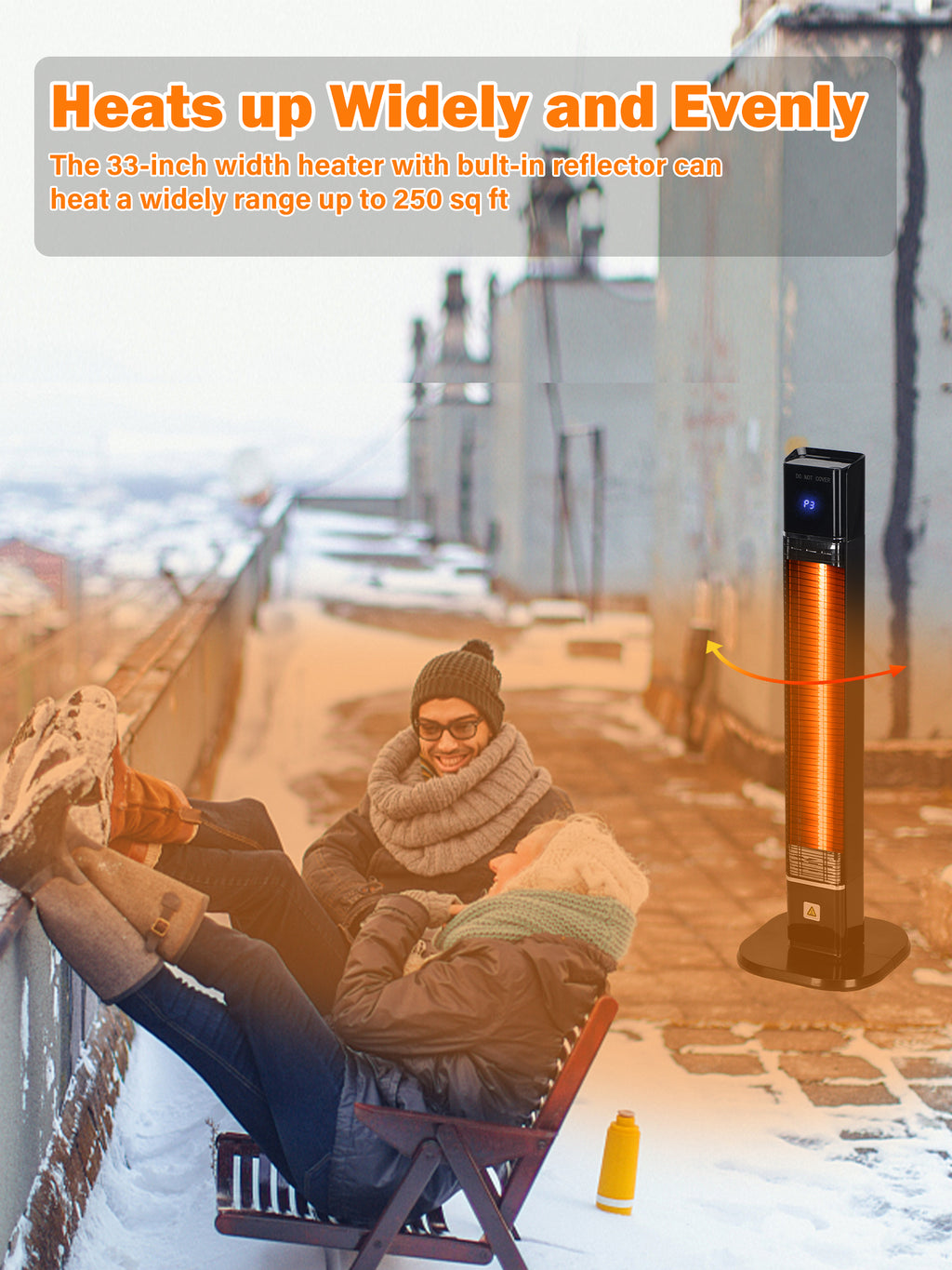 Patio Heater for Outdoor,1500W Electric Infrared Radiant Heaters with Remote for Garage Bedroom Backyard, Room Space Heater with 24H Timer,3 Heat Settings,Tip-over Protection for Indoor, 36"