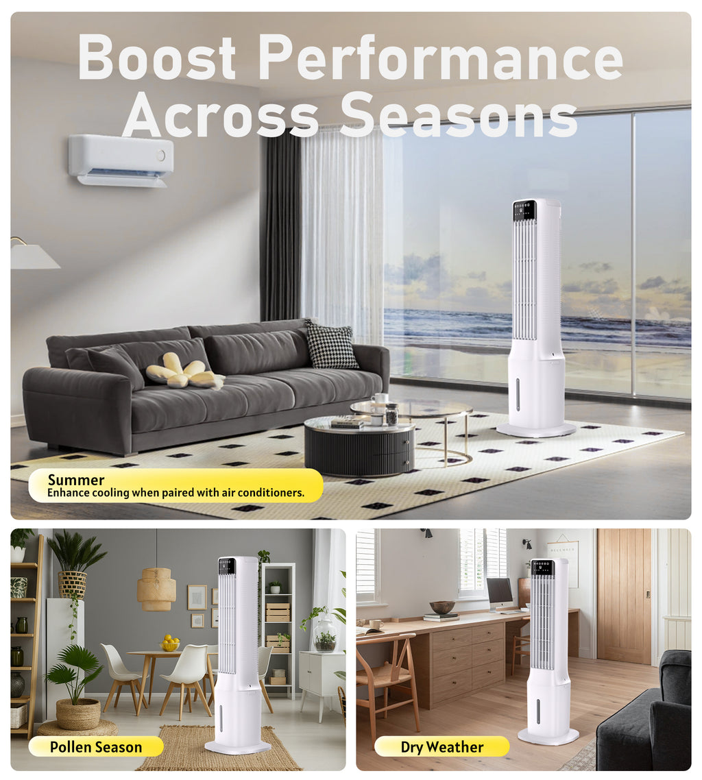 Landeagle Swamp Cooler Air Conditioner, Evaporative Air Coolers with 120°Oscillating,Windowless Portable Cooling Fan That Blow Cold Air with 24H Timer,3 Speeds Tower Fans for Bedroom Room Indoor,40IN