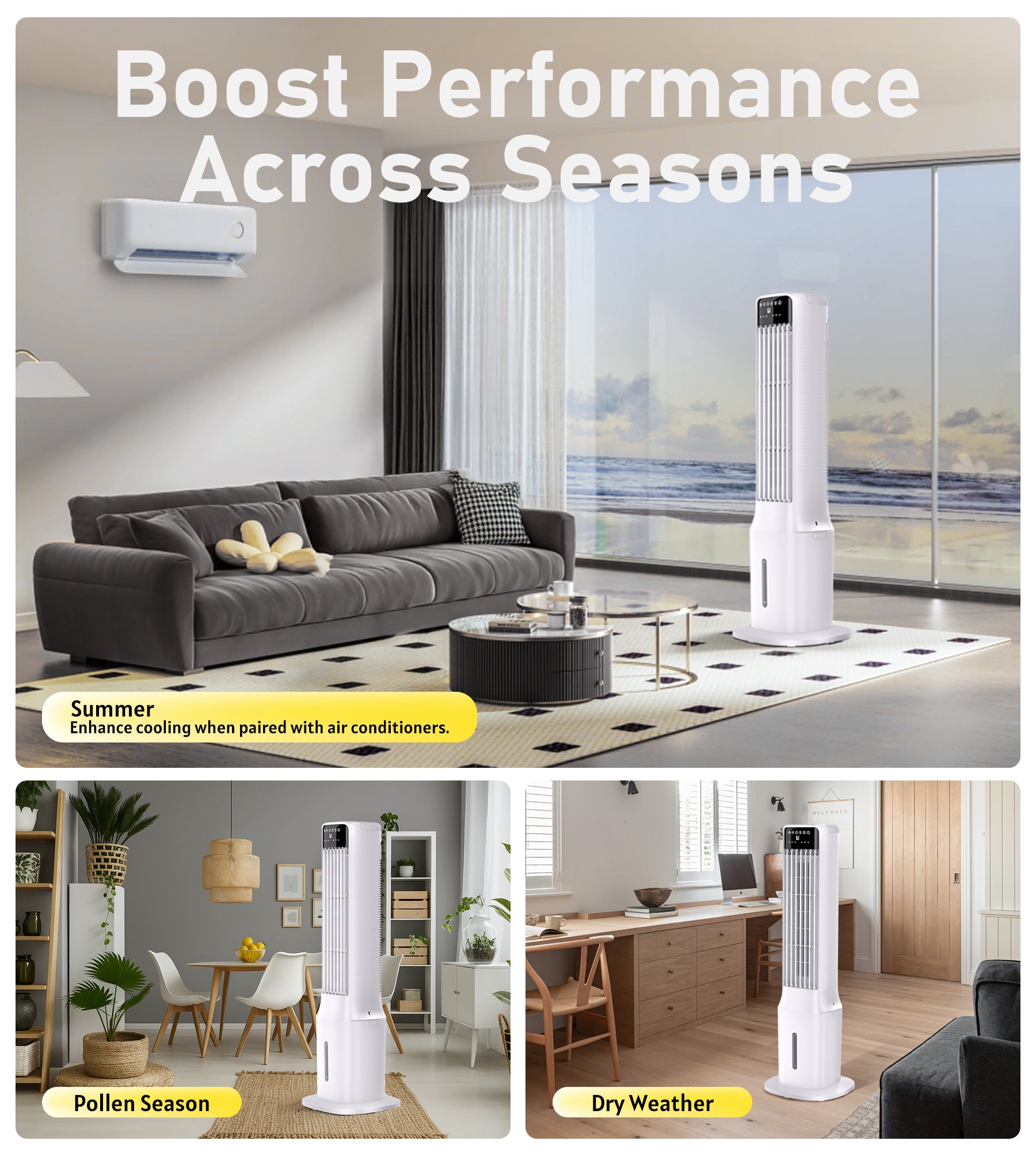 Landeagle Swamp Cooler Air Conditioner, Evaporative Air Coolers with 120°Oscillating,Windowless Portable Cooling Fan That Blow Cold Air with 24H Timer,3 Speeds Tower Fans for Bedroom Room Indoor,40IN