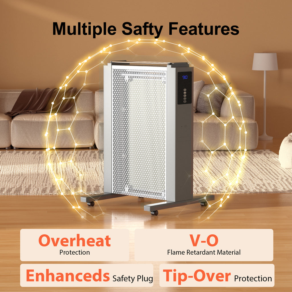 Landeagle Space Heaters for Large Room, Whole-Room Heating, 1500 W Radiator Electric Heater with Tip-over Protection, Heaters with Remote Control, 12H Timer for Indoor Use(35IN)