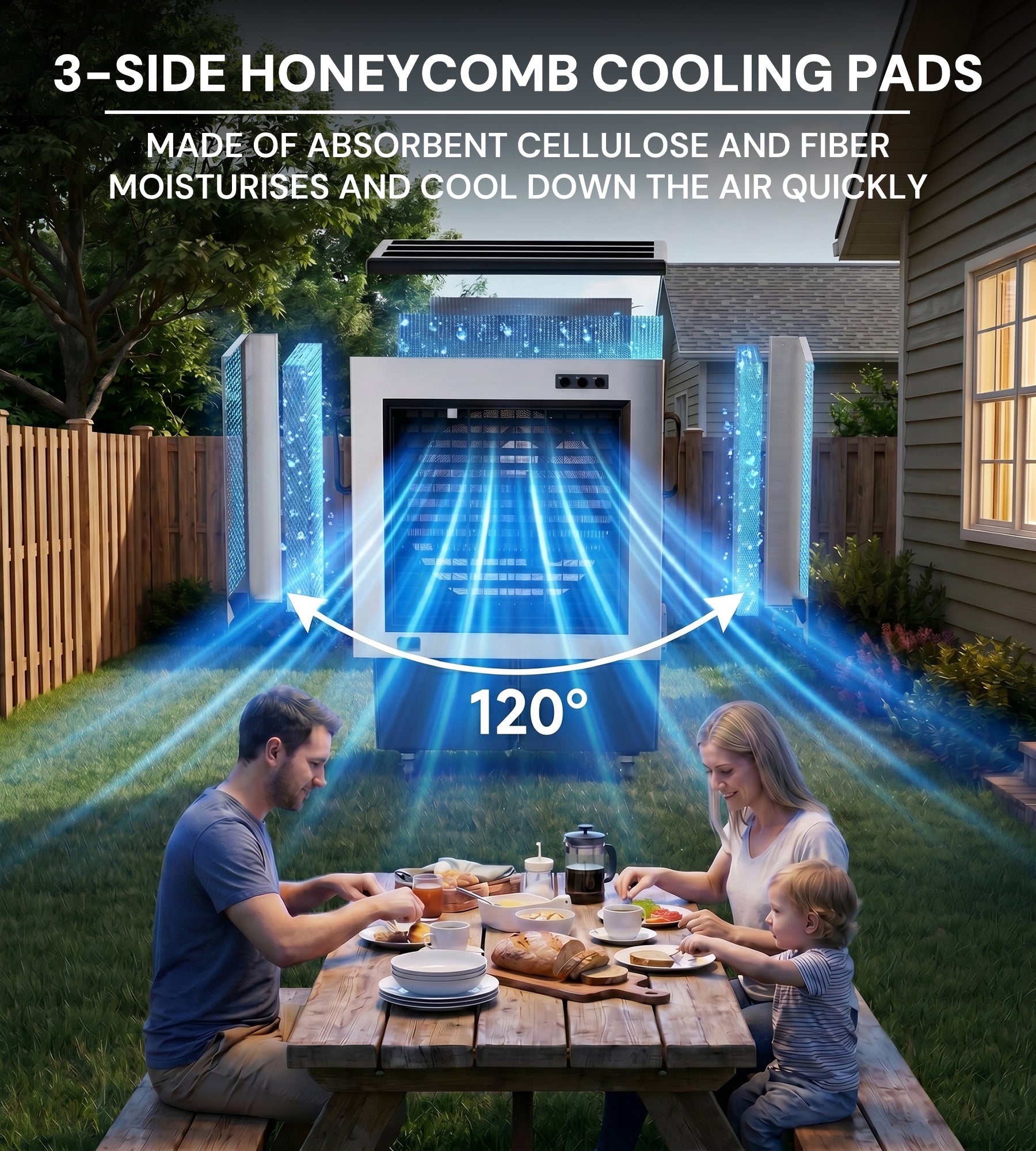 Landeagle 70″ Swamp Cooler Air Conditioner,20600 CFM Portable Evaporative Coolers with 57.1 Gal Tank,120°Oscillation, Outdoor Cooling Fan with Continuous Auto Fill for Patio Garage Industry Commercial