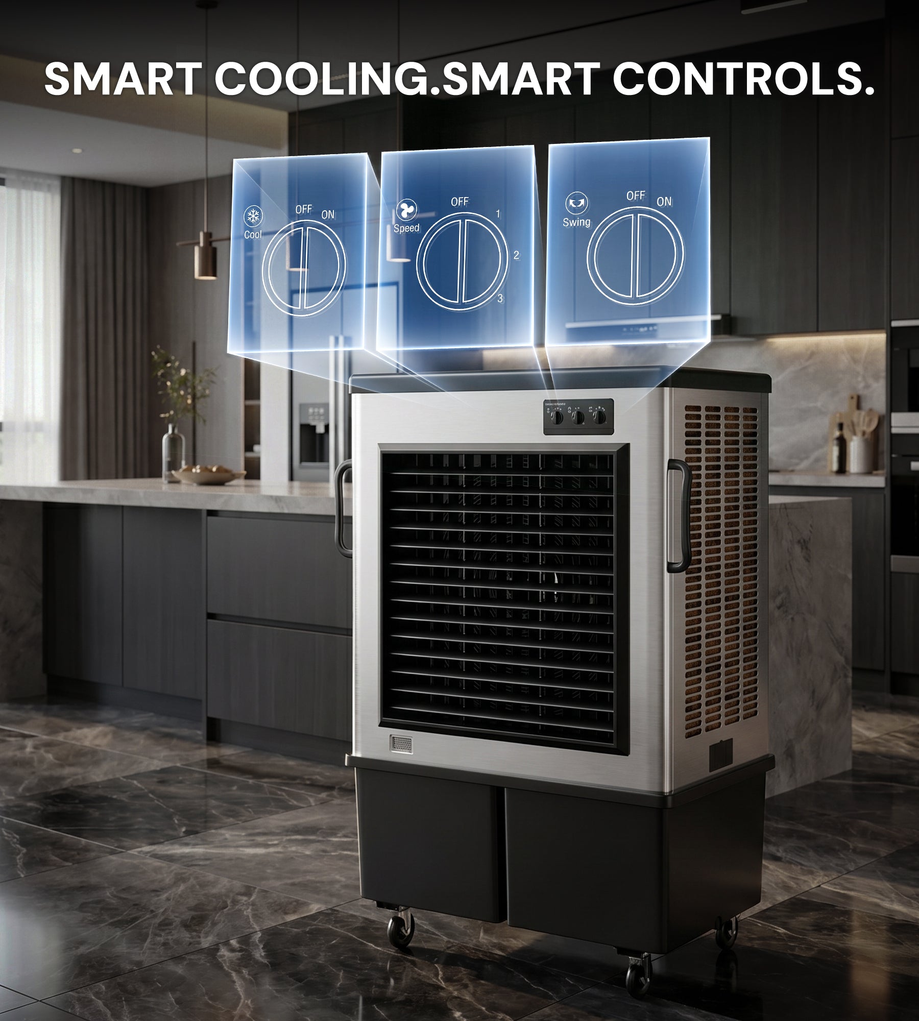 Landeagle 70″ Swamp Cooler Air Conditioner,20600 CFM Portable Evaporative Coolers with 57.1 Gal Tank,120°Oscillation, Outdoor Cooling Fan with Continuous Auto Fill for Patio Garage Industry Commercial
