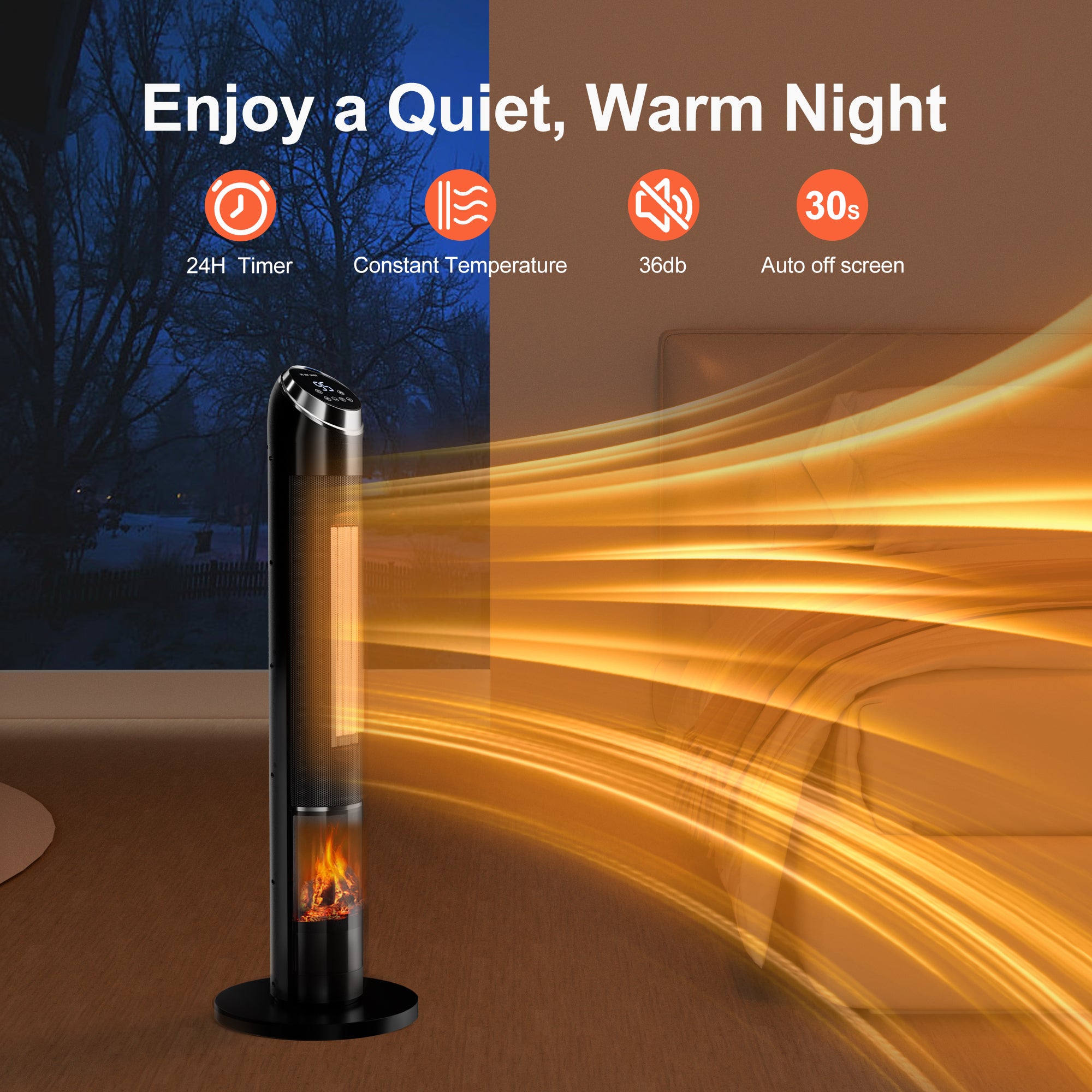 Landeagle Space Heaters for Large Room, 1500 W Electric Heater with Thermostat, 24H Timer, Indoor Heater with 80°Oscillation, Heaters with Tip-over for Indoor Office Use(39IN)