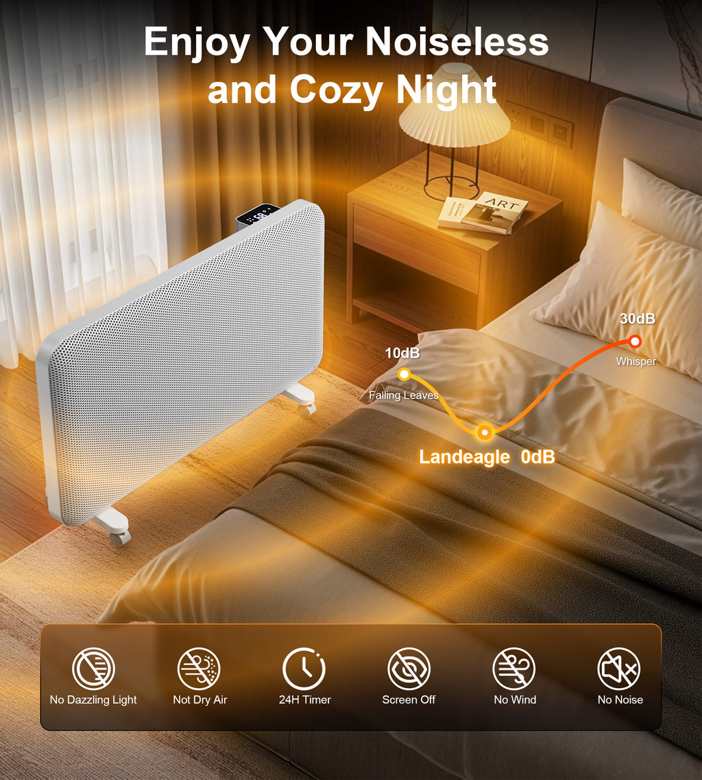 Landeagle Convection Infrared Space Heaters for Large Room, Electric Heater with Thermostat, 24H Timer,360° Whole-Room Heating, Heaters with Tip-over & Overheat Protection for Indoor Use(17IN)