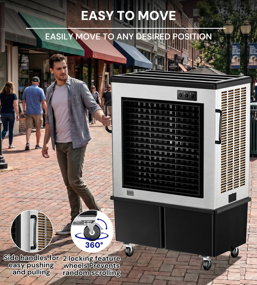 Landeagle 70″ Swamp Cooler Air Conditioner,20600 CFM Portable Evaporative Coolers with 57.1 Gal Tank,120°Oscillation, Outdoor Cooling Fan with Continuous Auto Fill for Patio Garage Industry Commercial