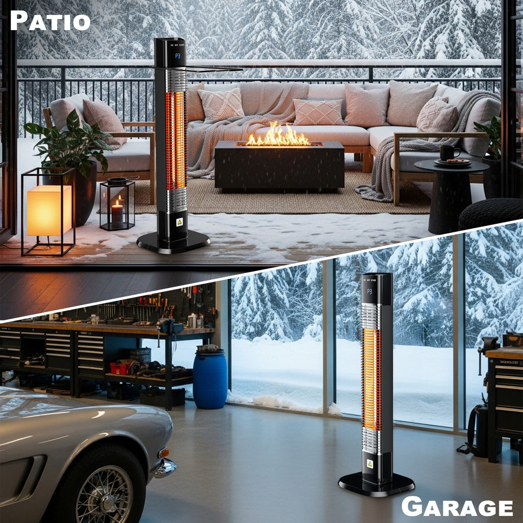 Patio Heater for Outdoor,1500W Electric Infrared Radiant Heaters with Remote for Garage Bedroom Backyard, Large Space Heater with 24H Timer,3 Heat Settings,Tip-over Protection for Indoor, 34"