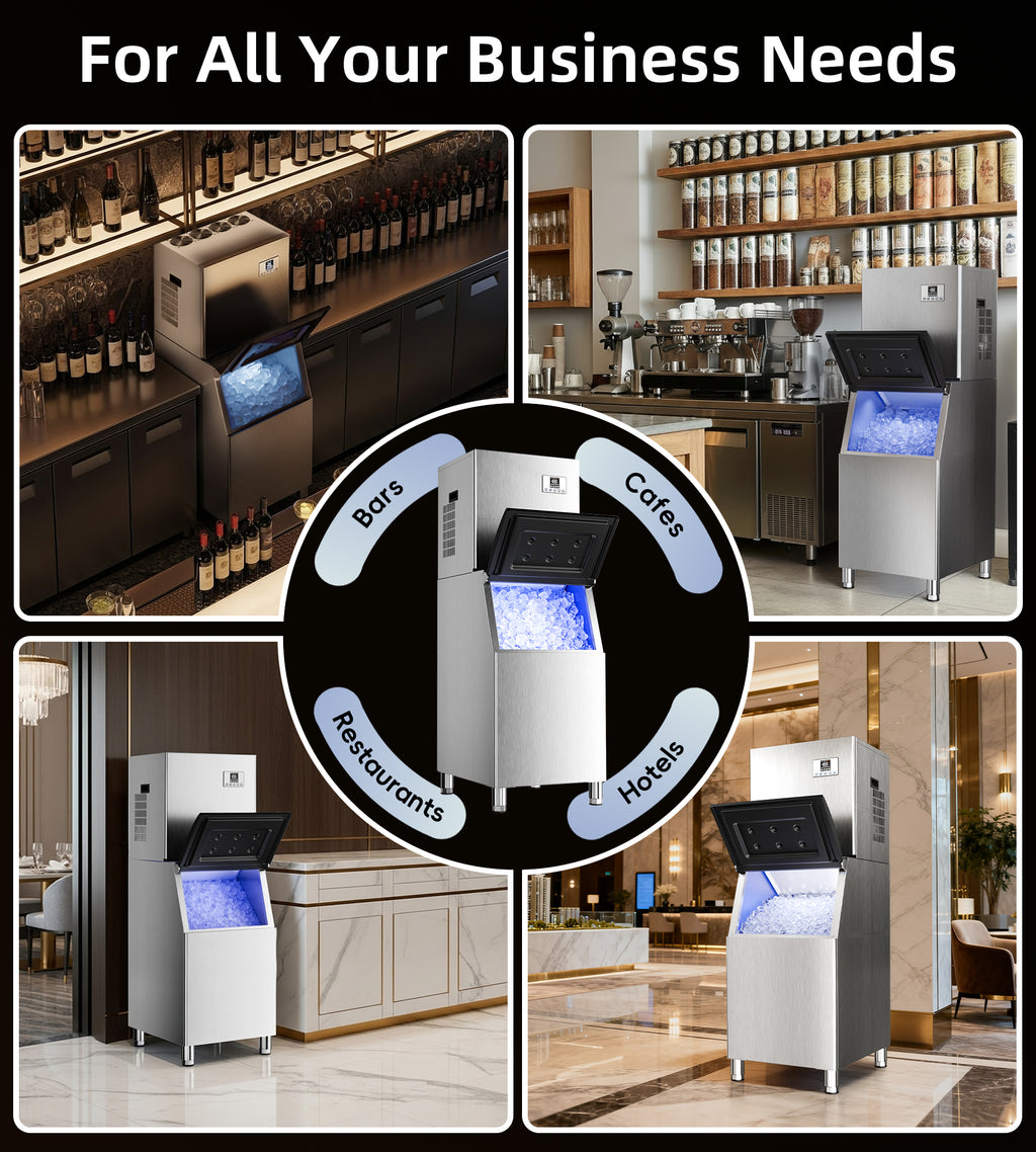 Landeagle Commercial Ice Maker Machine 400Lbs/24H with 250Lbs Storage, Self-Cleaning Mode, Industrial Ice Machine, Ice Ready in 7-15 min, Ice Maker for Bar/Cafe/Restaurant/Business