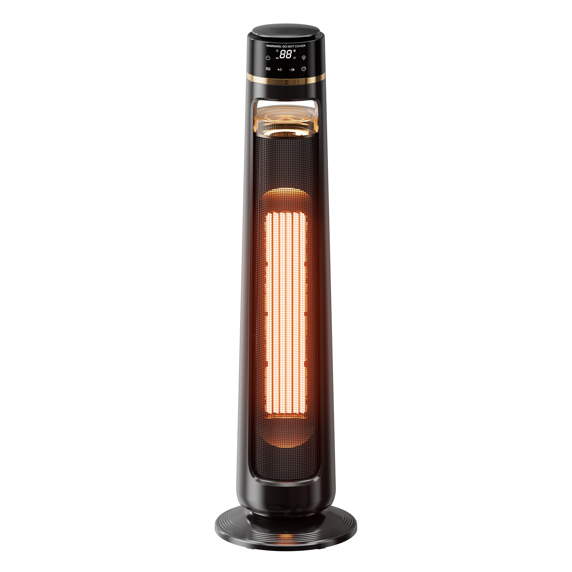 Landeagle Space Heater for Large Room,34" Ceramic Heater with LED Light, 1500W Portable Electric Tower with Thermostat, 90°Oscillation,24H Timer,Tip-over & Overheat Protection for Bedroom Office,Black